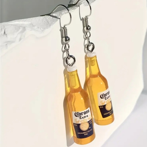 FUN/SUMMER CORONA SMALL BEER BOTTLE DANGLE EARRINGS NWOT - Picture 5 of 6